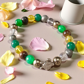 Image of a Money Magnet Bracelet made of 8mm natural gemstone beads, stretchable design, ideal for attracting wealth and prosperity