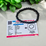 Image showing a premium Natural Black Agate Bracelet made with 6mm smooth round beads on a stretchable elastic band