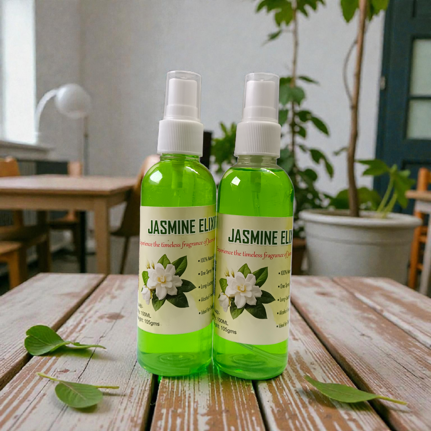 Jasmine Elixir Spray Attar 100ML set of 2 alcohol-free floral jasmine fragrance bottles