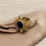 Kachua Black Hakik Ring - Adjustable Black Agate Gemstone Ring in Ashtdhatu for Men and Women