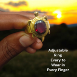 Kachua Manik Ring - Adjustable Ruby Gemstone Ring with Kachua Design in Ashtdhatu for Men and Women