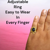 Kachua Neelam Ring - Adjustable Blue Sapphire Gemstone Ring with Kachua Design in Ashtdhatu for Men and Women