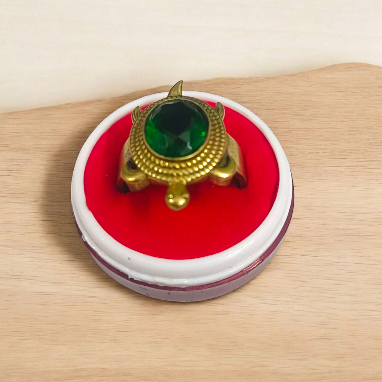 Kachua Panna Ring - Adjustable Emerald Gemstone Ring with Kachua Design in Ashtdhatu for Men and Women