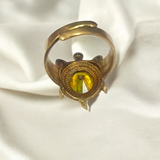 Kachua Pukhraj Ring - Adjustable Yellow Sapphire Gemstone Ring with Kachua Design in Ashtdhatu for Men and Women.