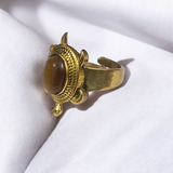 Kachua Tiger Eye Ring - Adjustable Tiger Eye Gemstone Ring with Kachua Design in Ashtdhatu for Men and Women