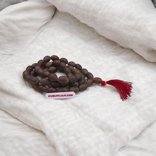 Kamal Gutta Mala 54+1 beads, also known as Lotus Seeds Mala, featuring oval-shaped beads, lab certified, ideal for jaap, meditation, and daily wear.