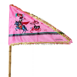 Khatu Shyam Ji Flag, Jai Shri Shyam Jhanda, Pink Flag 20"X30", Small Religious Flag for Worship and Temple Decoration