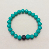 Lab Certified Natural Turquoise and Lava Stone Bracelet with 8mm Beads for Meditation, Healing, and Grounding Energy