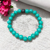 Lab Certified Natural Turquoise and Lava Stone Bracelet with 8mm Beads for Meditation, Healing, and Grounding Energy
