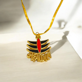 Mahakal Locket in Gold with intricate Mahakal engraving, representing Lord Shiva's power and divine protection, worn on a gold chain for both style and spirituality.