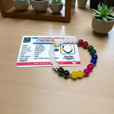 Mix Agate Bracelet with 7 Types of Natural Hakik Stones – 8mm Stretchable Beads, Lab Certified Spiritual and Healing Jewelry