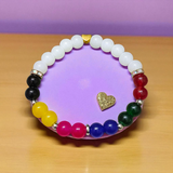 Mix Agate Bracelet with 7 Types of Natural Hakik Stones – 8mm Stretchable Beads, Lab Certified Spiritual and Healing Jewelry