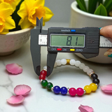 Mix Agate Bracelet with 7 Types of Natural Hakik Stones – 8mm Stretchable Beads, Lab Certified Spiritual and Healing Jewelry