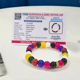 Mix Agate Bracelet with natural multicolored 8MM beads, lab certified, stretchable design, promoting positivity, balance, and protection.