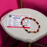 Mix Gunja Bracelet featuring natural red, white, and black Ratti beads with screw lock for secure fit, Lab Certified for authenticity.