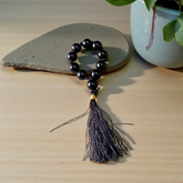 Natural Black Agate Kaka Hakik Finger Mala 9+1 Beads Lab Certified 8mm