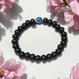 Natural Black Obsidian Bracelet with 8mm Round Beads – Stretchable and Lab Certified Healing Stone Jewelry