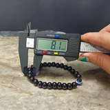 Natural Black Obsidian Bracelet with 8mm Round Beads – Stretchable and Lab Certified Healing Stone Jewelry