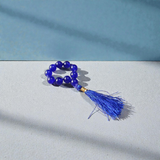 Natural Blue Agate Neela Hakik Finger Mala 9+1 Beads Lab Certified 8mm