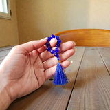 Natural Blue Agate Neela Hakik Finger Mala 9+1 Beads Lab Certified 8mm