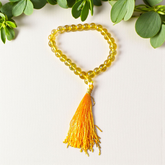 Natural Citrine Mala with 27+1 round 8mm beads, ideal for spiritual japa meditation, chanting, and manifestation practices