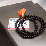 Natural Karungali Mala - Ebony wood beads, 108 beads, 8mm size, lab certified for meditation and prayer.