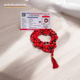 Natural Lal Gunja Mala made with premium-quality Red Chirmi Beads, ideal for good luck, charm, and spiritual protection, available in multiple variants for wearing and chanting.
