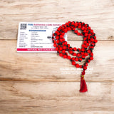 Natural Lal Gunja Mala made with premium-quality Red Chirmi Beads, ideal for good luck, charm, and spiritual protection, available in multiple variants for wearing and chanting.