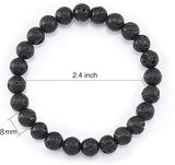 Natural Lava Stone Bracelet with 8MM lab-certified beads, stretchable design for grounding, calming, and aromatherapy benefits.