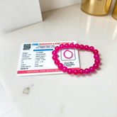 Natural Pink Agate Bracelet with 8mm polished round beads on stretchable string – Lab Certified