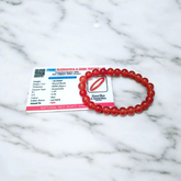 Natural Red Agate Bracelet with 8mm smooth round beads, stretchable and lab certified – also known as Lal Hakik