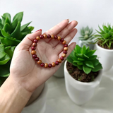 Natural White & Red Sandalwood Bracelet with 8mm stretchable beads, lab certified for meditation and healing