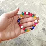 Navratan Bracelet 9-10mm Stretchable Lab Certified Spiritual Healing Jewelry