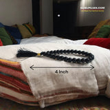 Original Black Agate Mala with lab certification, available in 27+1, 54+1, and 108+1 beads, along with a stretchable bracelet, for spiritual protection and meditation.
