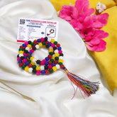 Original Mix Agate Mala with multi-colored beads, lab-certified, available in 27+1, 54+1, and 108+1 beads, as well as a stretchable bracelet, for balance and harmony.