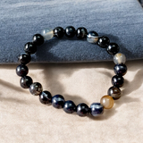 Original Sulemani Hakik Bracelet with 8MM Lab-Certified Black Beads in Stretchable Design for Daily Wear and Energy Protection