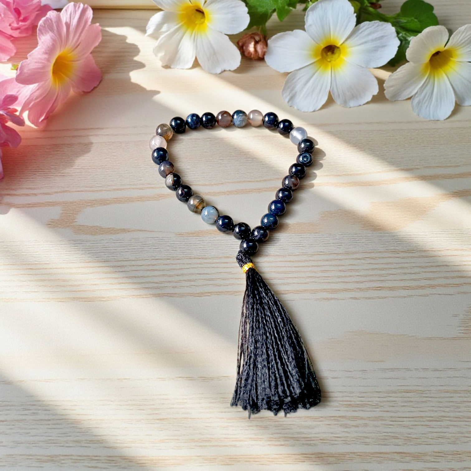 Original Sulemani Hakik Mala with 27+1 Lab-Certified 8MM Black Beads for Emotional Stability and Meditation
