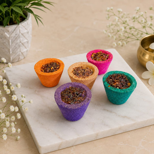 Panchamrut Sambrani Colorful Dhoop Cups for Daily Puja, Meditation, Temple Rituals and Home Fragrance by Gurupujan