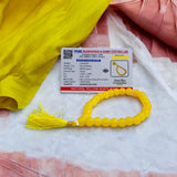 Peeli Hakik Mala 27+1 Beads, Lab Certified Yellow Agate Jaap Mala by Gurupujan, ideal for safety and emotional grounding.