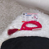 Pink Agate Mala 54+1 beads, also known as Pink Hakik Mala, featuring 8MM beads, lab certified, ideal for jaap, meditation, and daily wear.