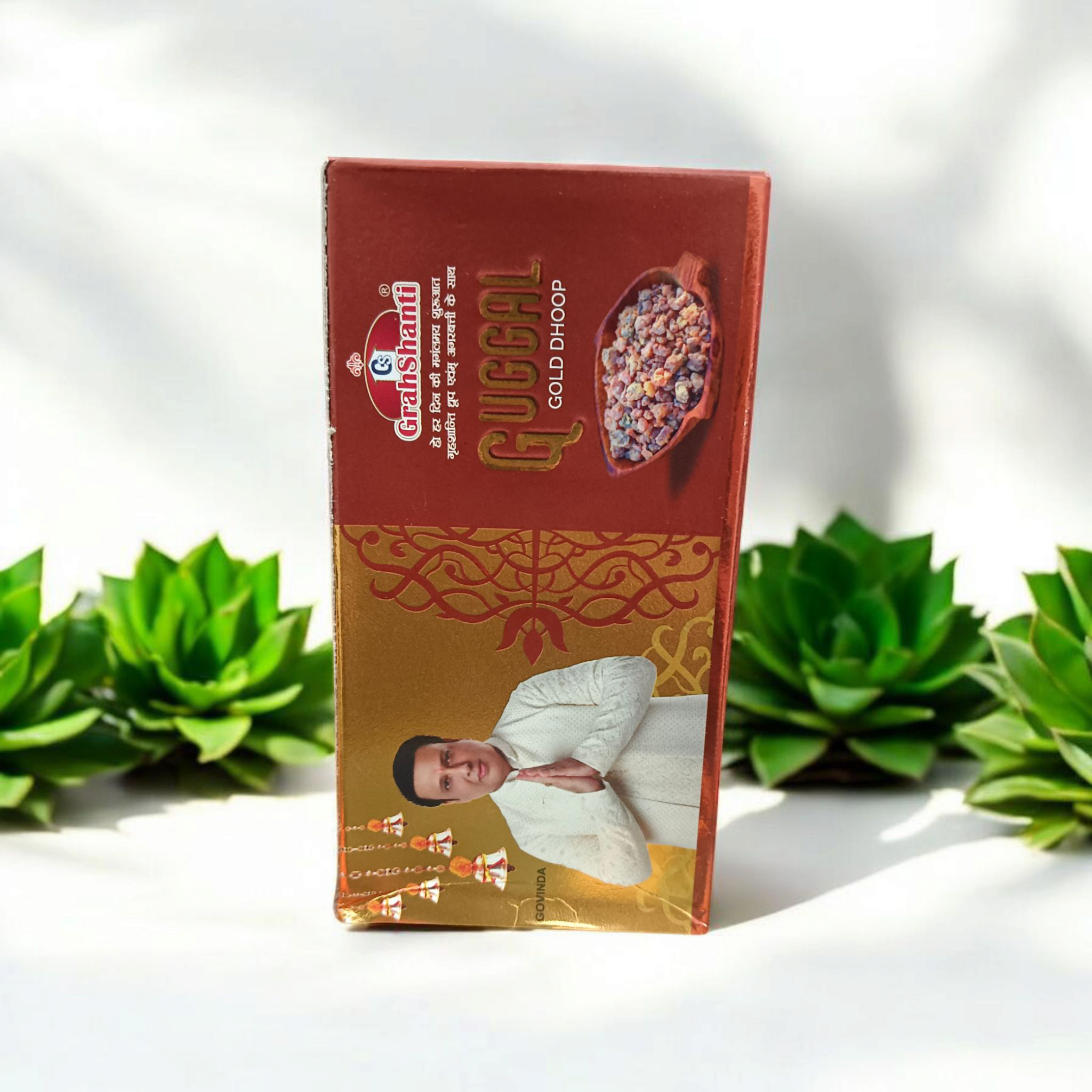 Premium Guggal Gold Dhoop pack for Grahshanti, with a soothing and long-lasting fragrance, ideal for pooja, Hawan, and spiritual rituals