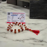Rudraksha Spathic Mala 54+1 beads, made from natural Rudraksha and Spathic (Crystal) beads, 8MM size, lab certified, ideal for jaap, meditation, and daily wear.
