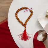 Safed Chandan Mala 27+1 beads made from pure white sandalwood, ideal for anxiety relief, respiratory health, and memory improvement.
