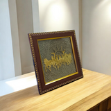 Seven Golden Horses with Rising Sun – 7x7 Inch Wooden Vastu Frame with Pyrite Stone for Wealth, Protection, and Energy Correction