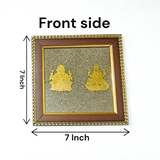 Shri Lakshmi Ganesh Frame on Pyrite Stone – 7x7 Inch Wooden Wall Decor for Wealth, Business Growth, and Vastu Energy Balance