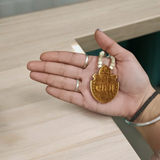 Shri Radha Tulsi Wood Locket with Tulsi Mala, promoting devotion, protection, and spiritual connection with Lord Krishna and Radha