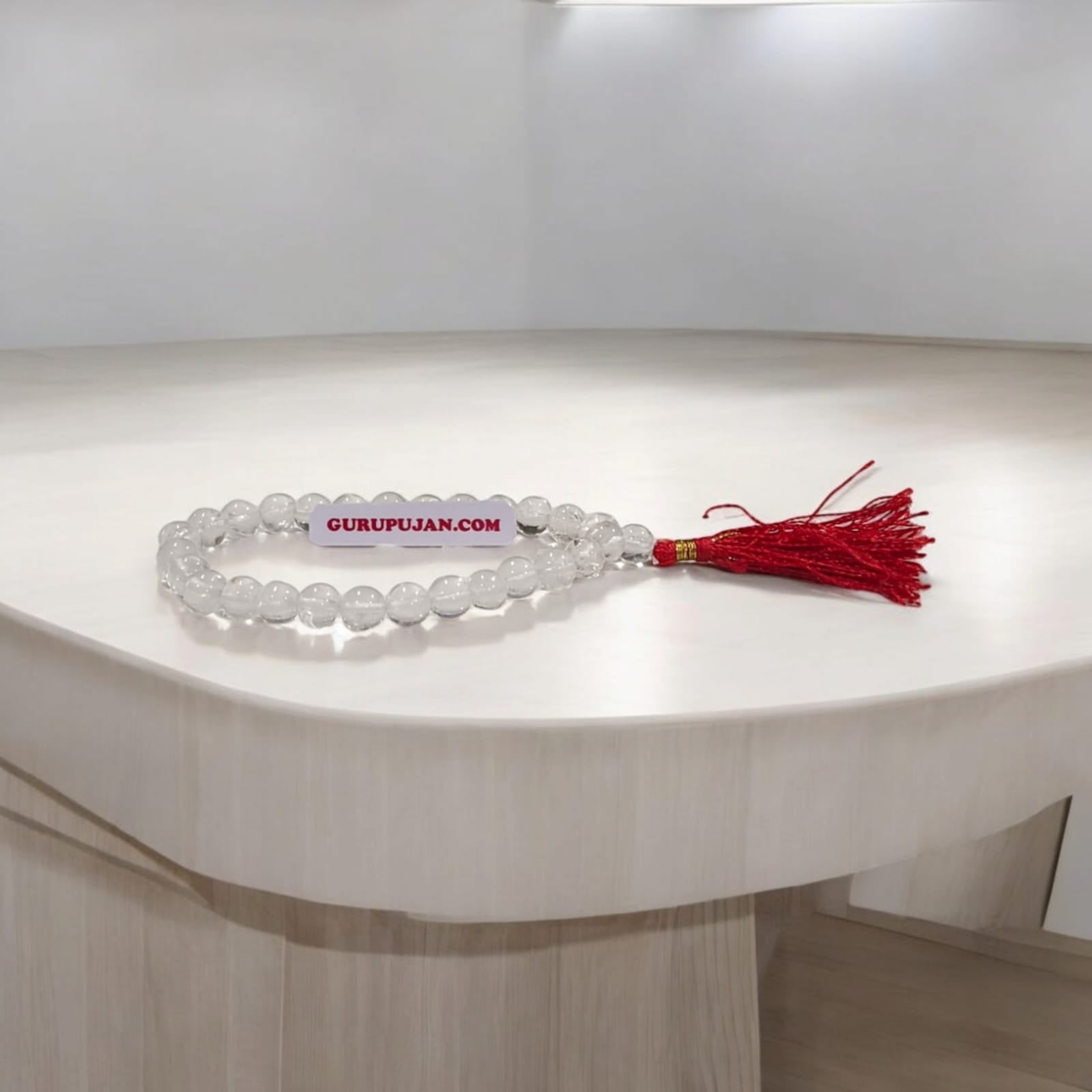 Sphatik Mala 27+1 beads made from diamond-cut crystal, designed to help overcome financial and business challenges