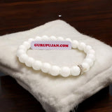 White Agate Bracelet with 8MM natural beads, lab certified, stretchable design for peace, positivity, and emotional healing.