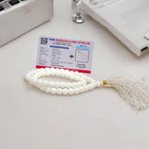 White Agate Mala 54+1 beads, also called Safed Hakik ki Mala, featuring 8MM beads, lab certified, ideal for jaap, meditation, and daily wear.