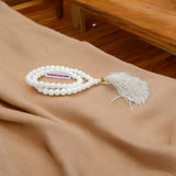 White Agate Mala 54+1 beads, also called Safed Hakik ki Mala, featuring 8MM beads, lab certified, ideal for jaap, meditation, and daily wear.